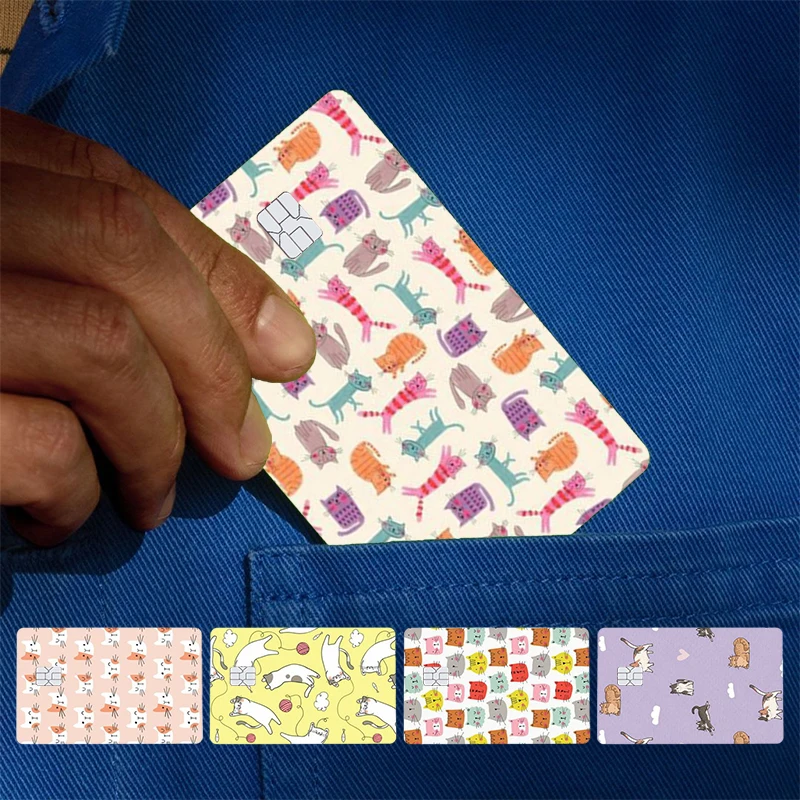 Cat Lover Cute Animals Cartoon Cover Skin Sticker For Credit Card Bank Debit Bus Card Front Side
