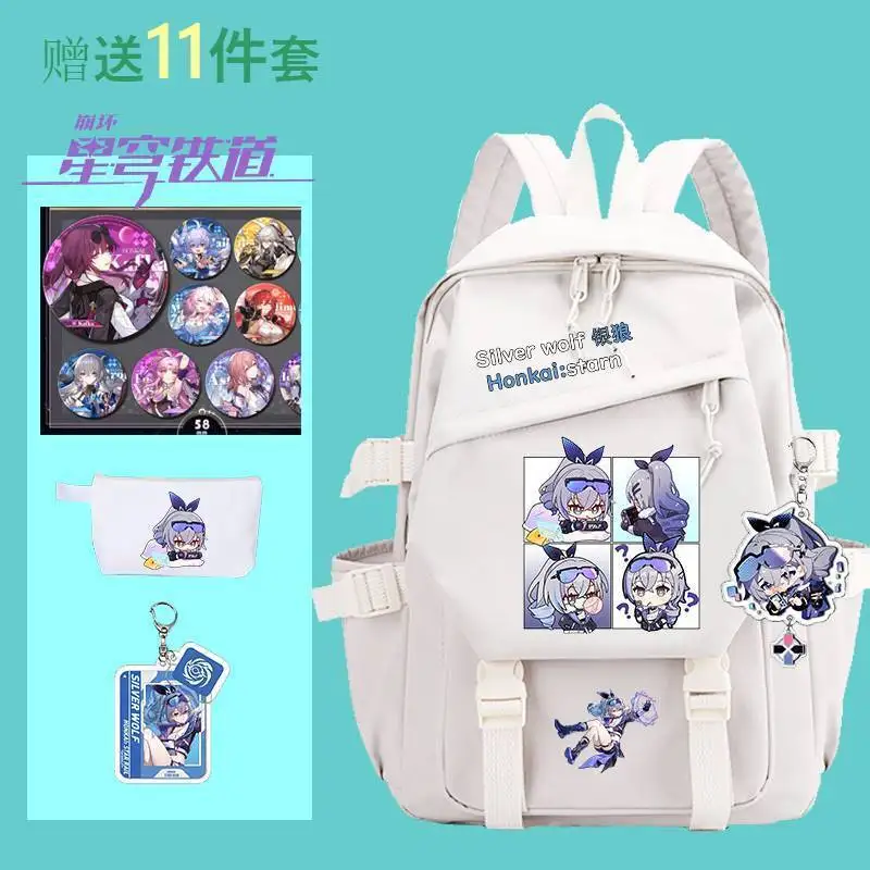 Honkai Star Rail Merchandise Kafka Jing Yuan Elementary Double Shoulder Bag Backpack For Girls Middle High School Students Anime