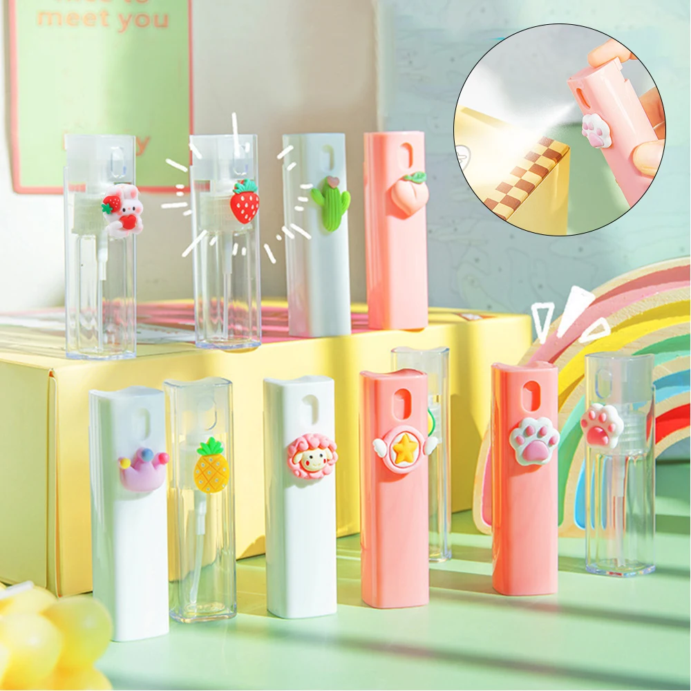 10ml Mini Portable Spray Bottle Cute Cartoon Refillable Hand Sanitizer Alcohol Bottles Small Travel Sub-bottling Cosmetics Press