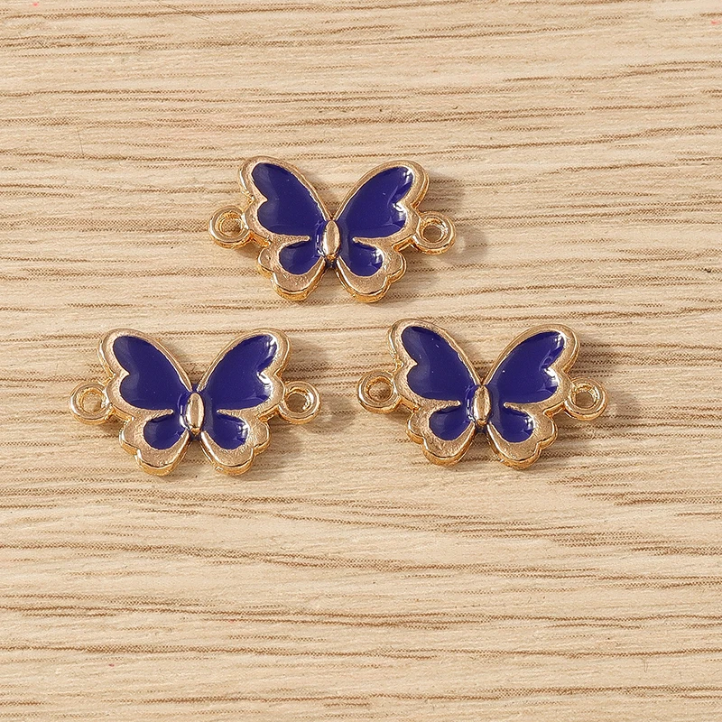 10 Stück niedliche Mini-Emaille-Fliegen-Schmetterlings-Anhänger, Verbindungsstücke für die Schmuckherstellung, DIY, handgefertigte Armbänder, Halsketten, Bastelzubehör – Detail 21