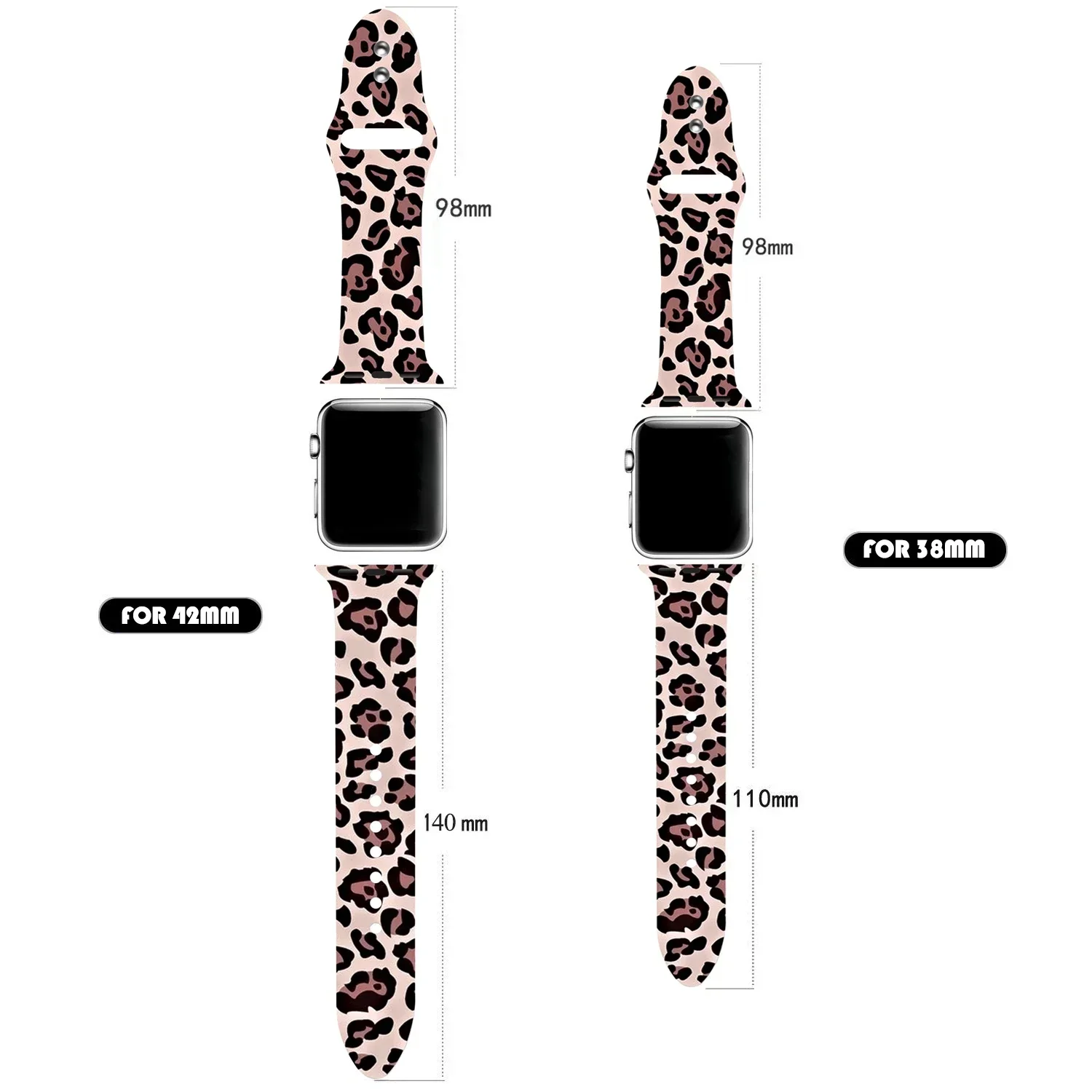Silicone Leopard Printed Watchband for Apple Watch Ultra 2 49mm 38mm 40 42mm 44 Bracelet for IWatch Series 9 8 7 6 5 4 41mm 45mm