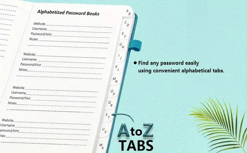 Passworthalter-Tagebuch – Organisieren und Aufbewahren von Passwörtern im alphabetischen College-Linieseiten, perfekt für die Organisation zu Hause und im Büro – Detail 4