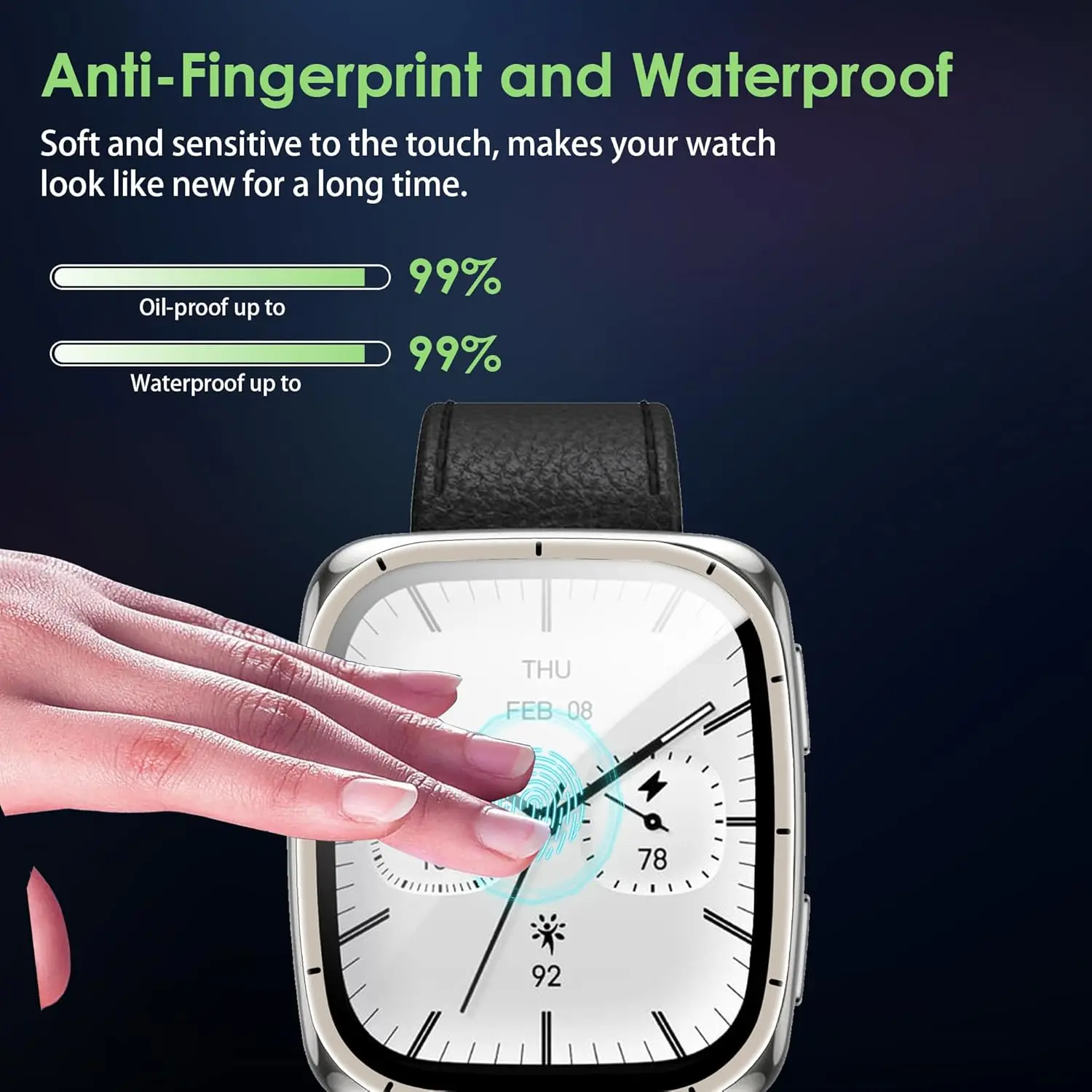 Amazfit Active 2 スクエア用スクリーンプロテクター、傷防止、3Dフルカバー、ケース対応、HDクリアカバー