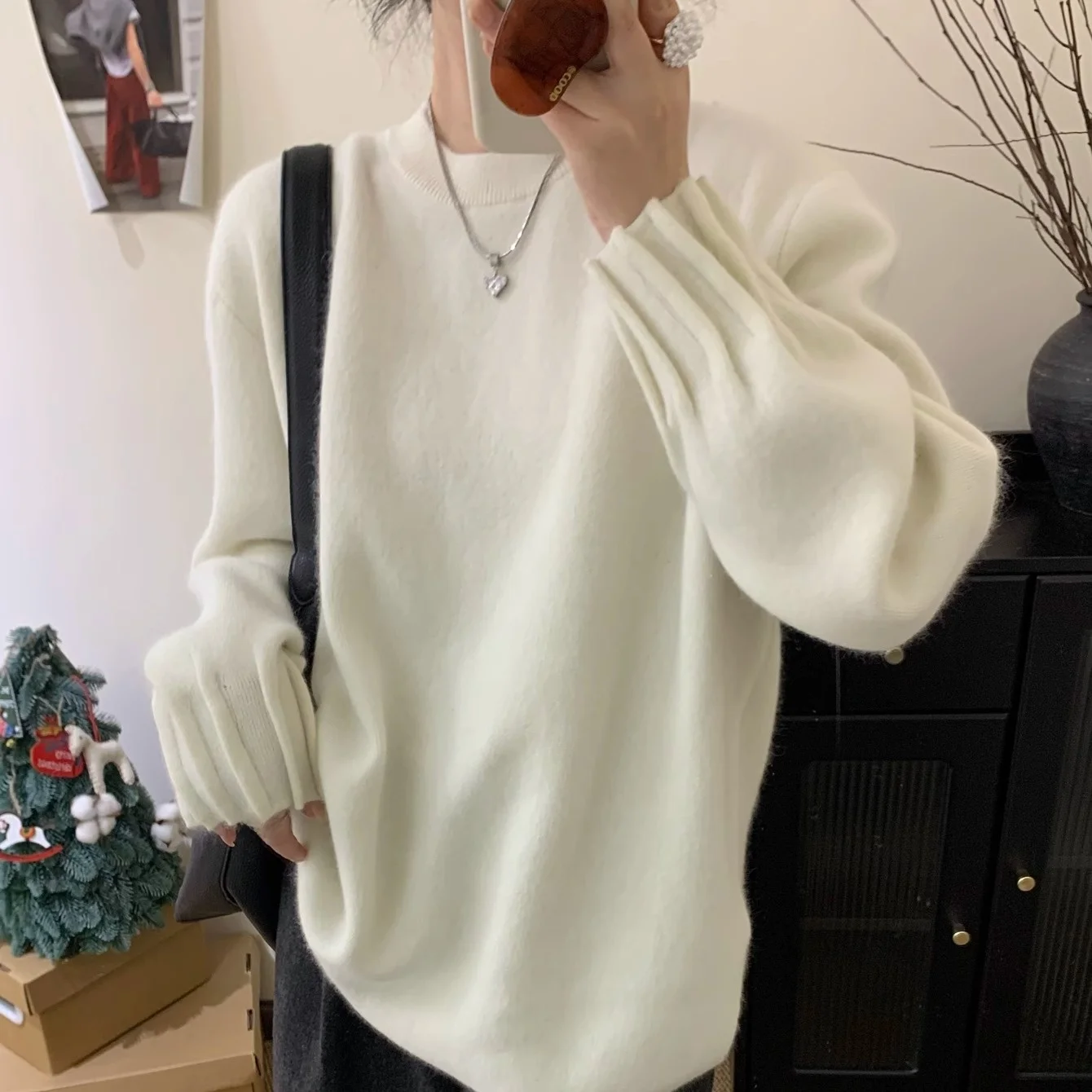 

Ladies' Lazy Sle Loose Knitted Sweater Autumn Winter Faion Design Lantern Sve Soft Cozy Loose Fit Big Size Slimming Top