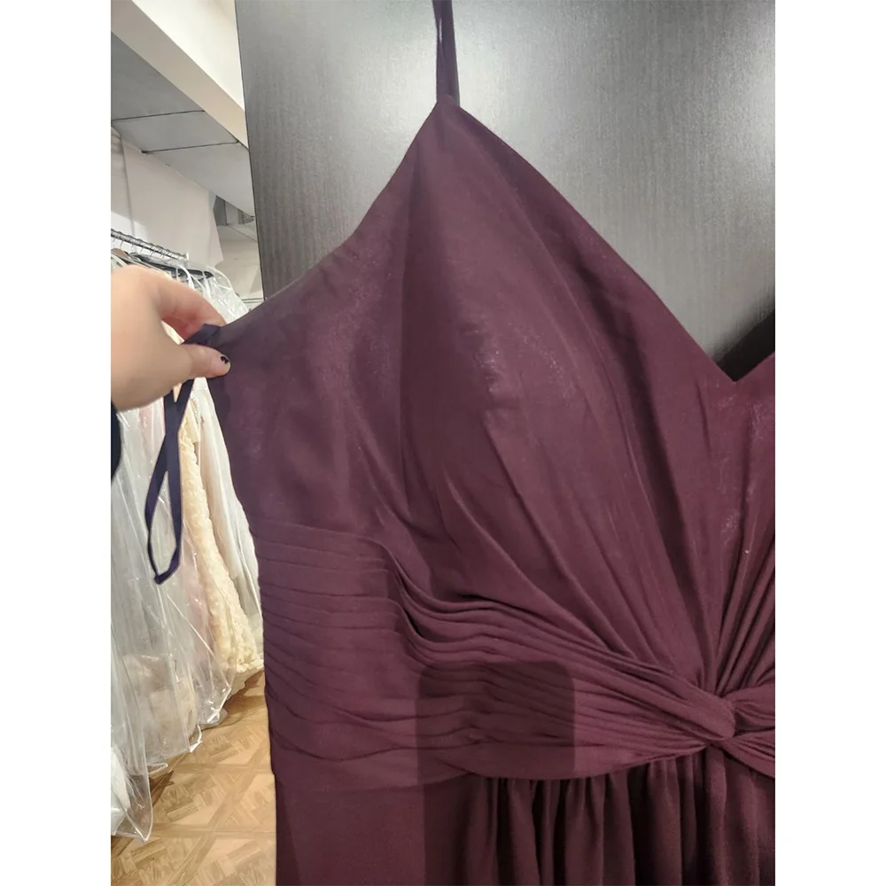 Spaghetti Strap Bridesmaid Dress Customized Sexy V-Neck Sleeveless A Line Bridesmaid Gown Women's Formal Evening Dresses Long