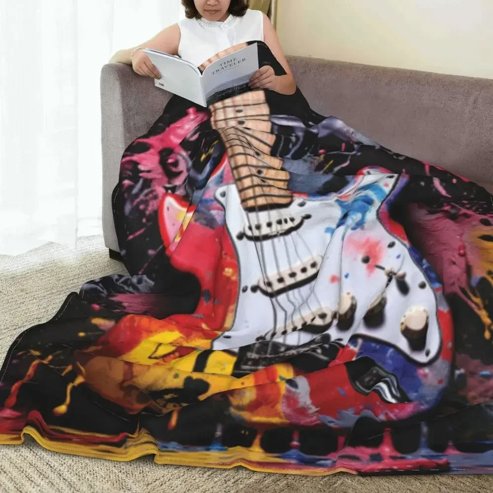 

Guitar Blanket Abstract Digital Music Camping Flannel Bedding Throws Soft Durable Couch Bed Design Bedspread Birthday Gift
