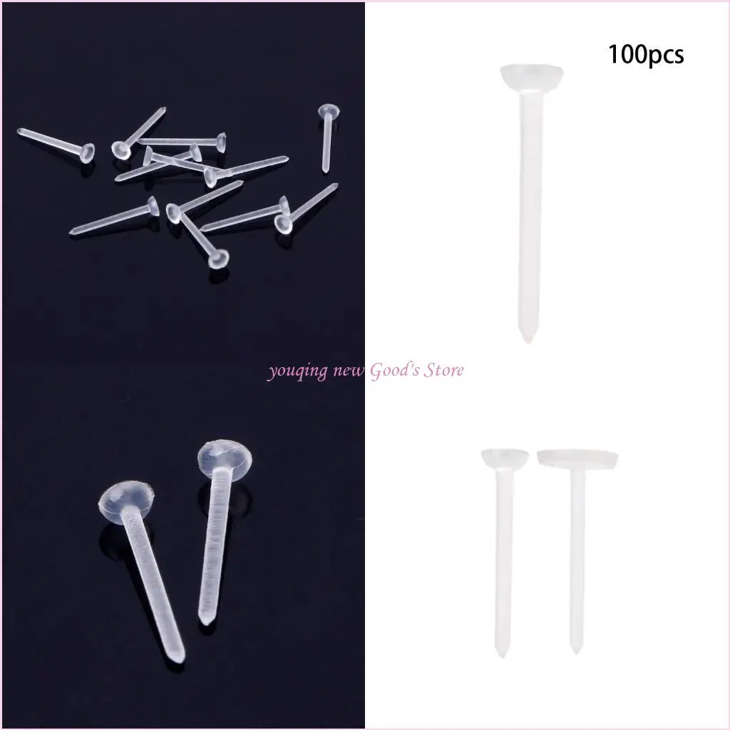 

57qa 100pcs/set 3/5 мм пластиковой серег с серьгой из хряща прозрачный ушной штифт невидимая серьга