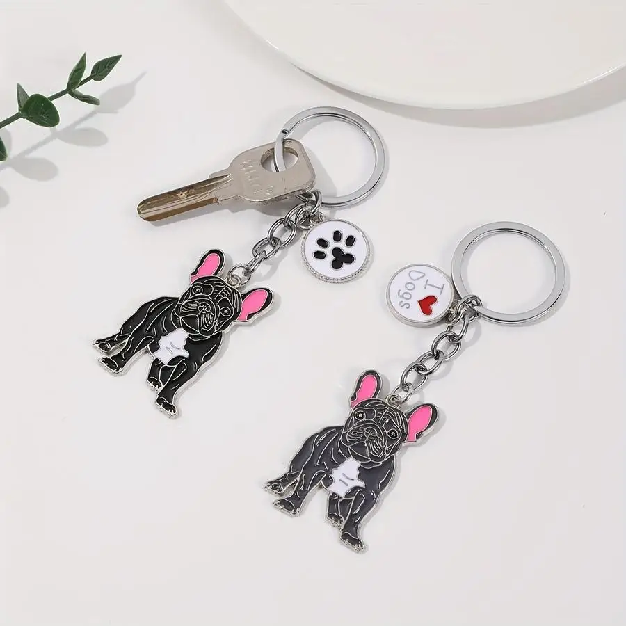 1/5/10/20/50/100pcs Metal Cartoon Family Keychain in Dog Shape, Keychain Pendant with Ring Clasp, for Valentine's Day, Men, Wome