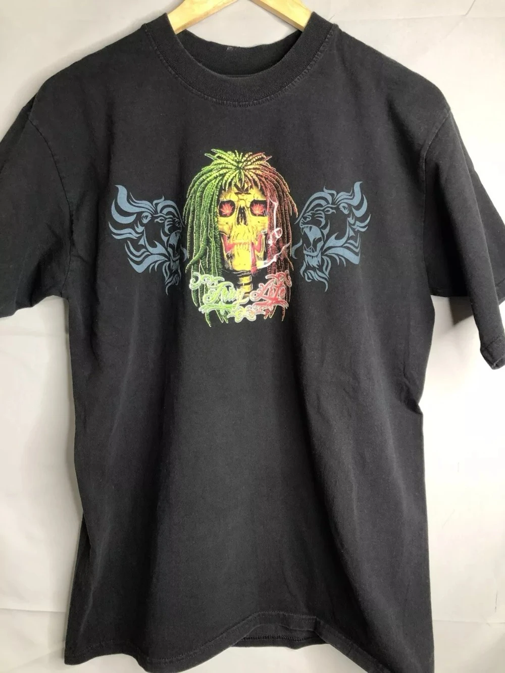 الجمجمة التدخين البلطجة الحياة الراستا الماريجوانا الجرافيك تي شيرت رجالي شخصية قصيرة الأكمام الشارع الزي #2