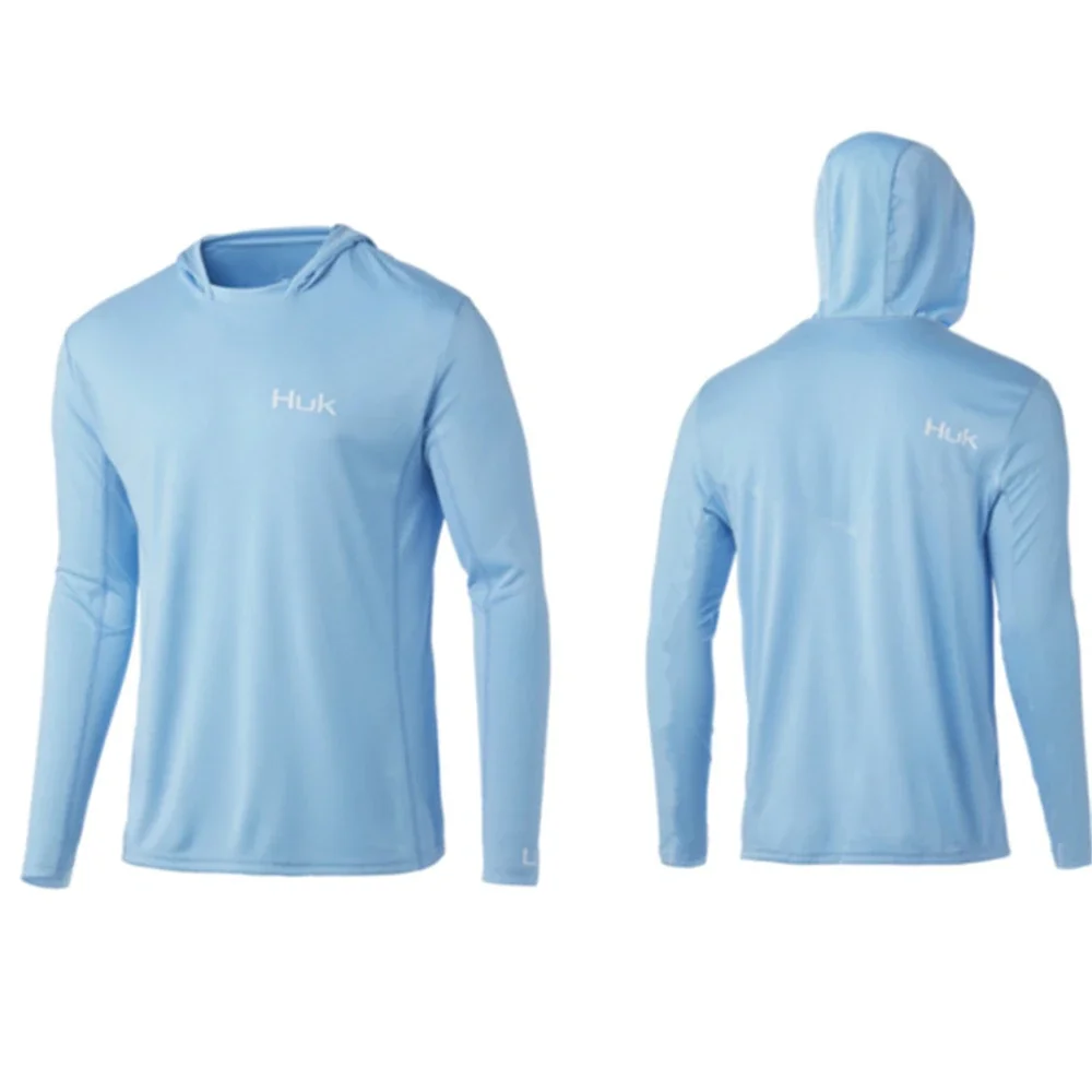 

Fishing Shirts HUK Fish Clothing Long Sleeve T-shirt UPF 50 Hood Sun Protection Uv Breathable Angling Jacket Men Fishing Wear
