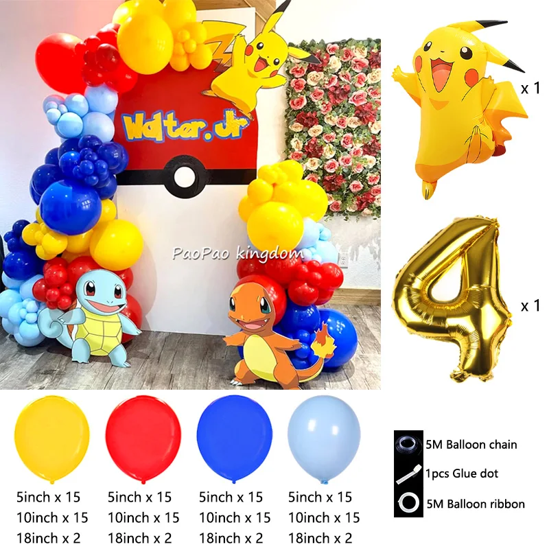 Liebliches Pikachu-Themen-Ballon-Dekorationsset Cartoon-Folienballons Blitzballon-Set Kindergeburtstags-Party-Deko-Zubehör – Detail 13
