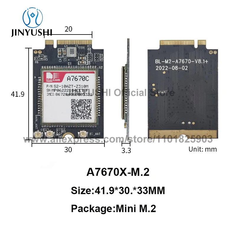 SIMCOM A7670 serie CAT1 LTE GSM BLE módulo A7670E A7670G A7670C M.2 módulo compatible con Linuex Android Windows USB Driver