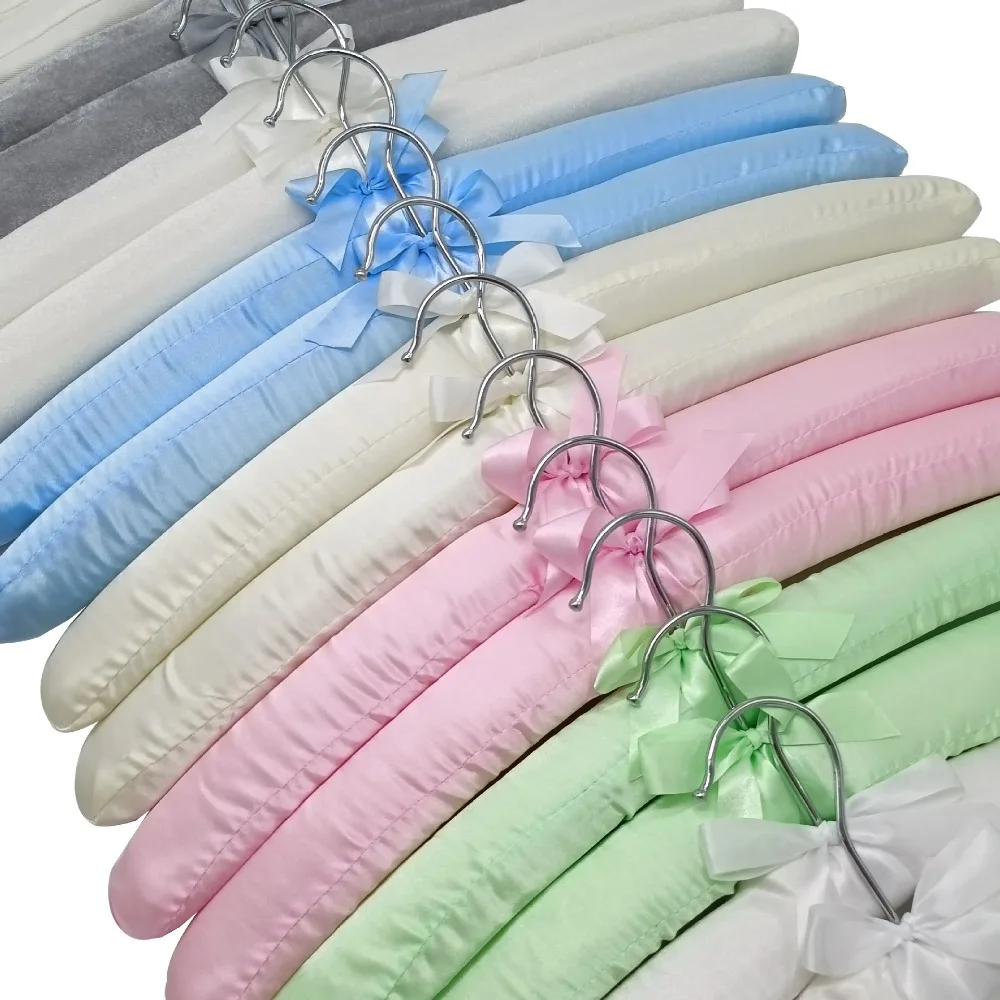 5PCS Coat Satin Padded Clothes Display Hanger Clothes Hanger Sponge Hangers Silk Wrapped Satin Padded