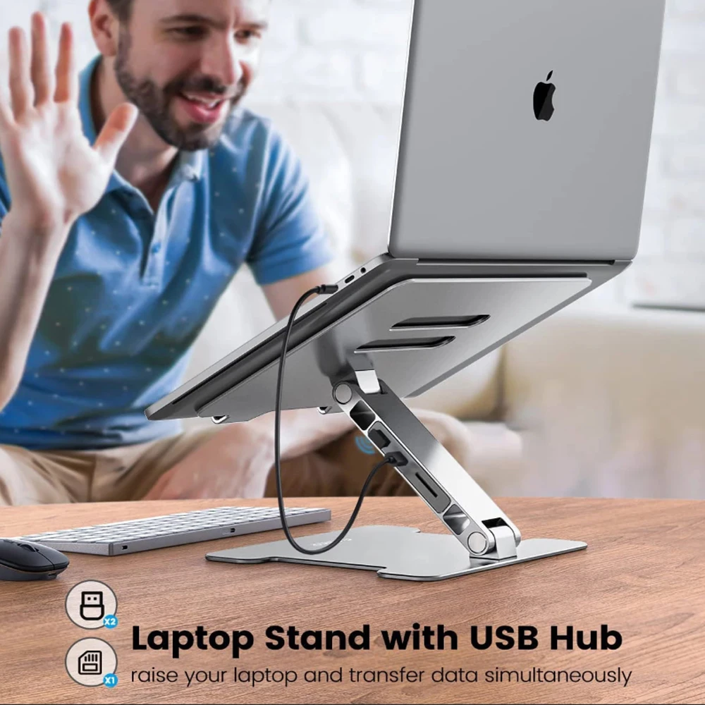 Imagem -03 - Orico Portas Usb3.0 Ajustável Dobrável Laptop Stand Alumínio Notebook Riser Desktop Laptop Cooling Stand para Macbook Dell