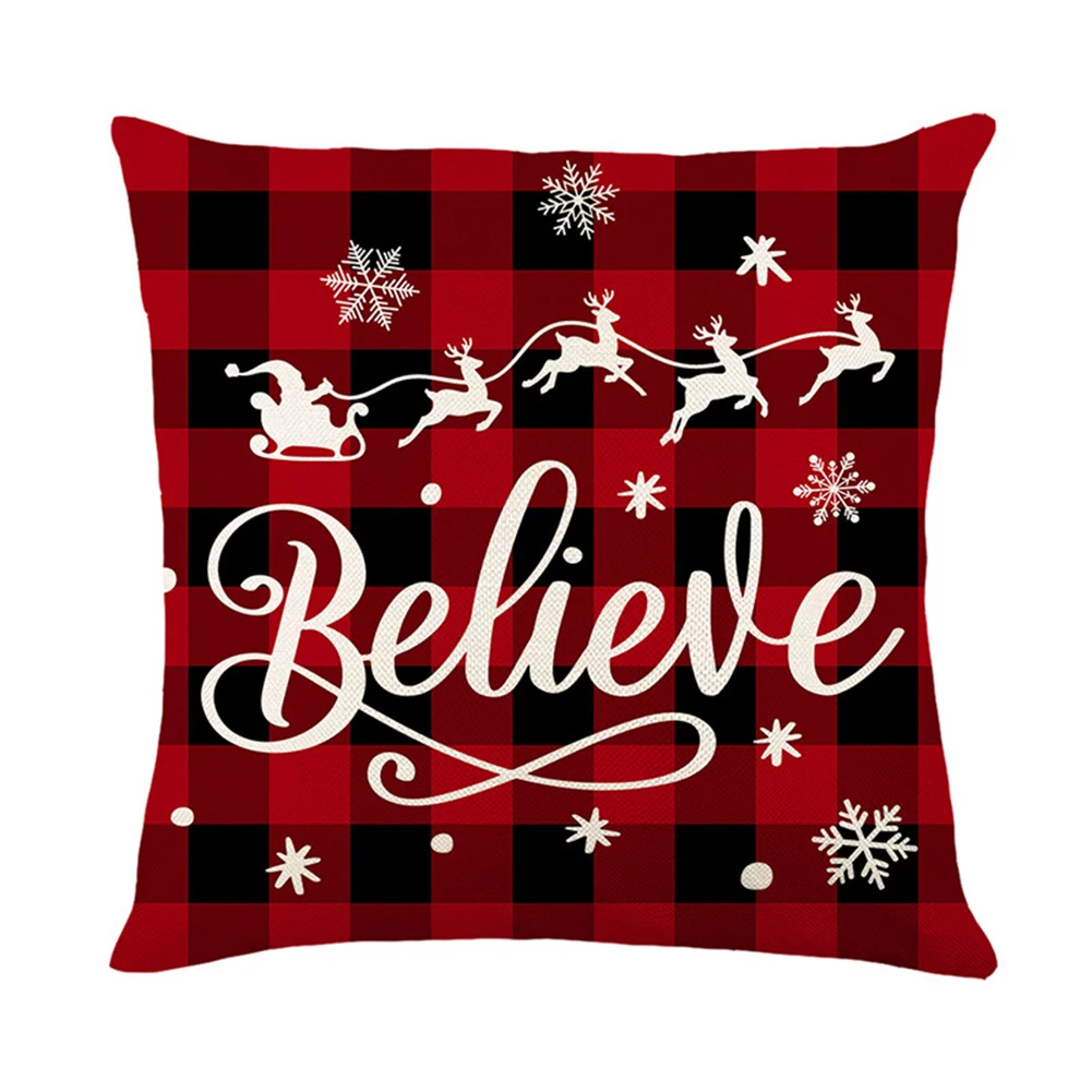 Christmas Winter Holiday Pillowcase Printed Pillow Case Decorative Cushion Cover Letters Cushion Case for Home Decor