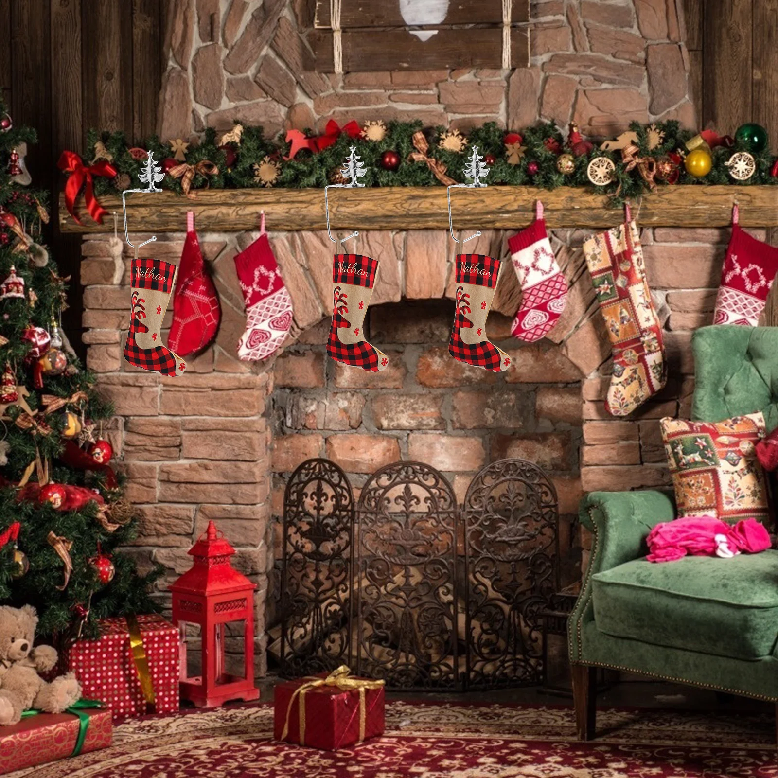 

Heavy Duty Mantel Stocking Hanger Christmas Fireplace Hook for Hanging Stockings Garland Holder Xmas Stocking Hook