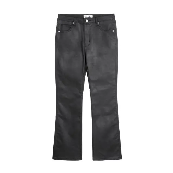 High Street Trendy Black Brush Wax Micro-horn Casual Trousers and Jeans for Men