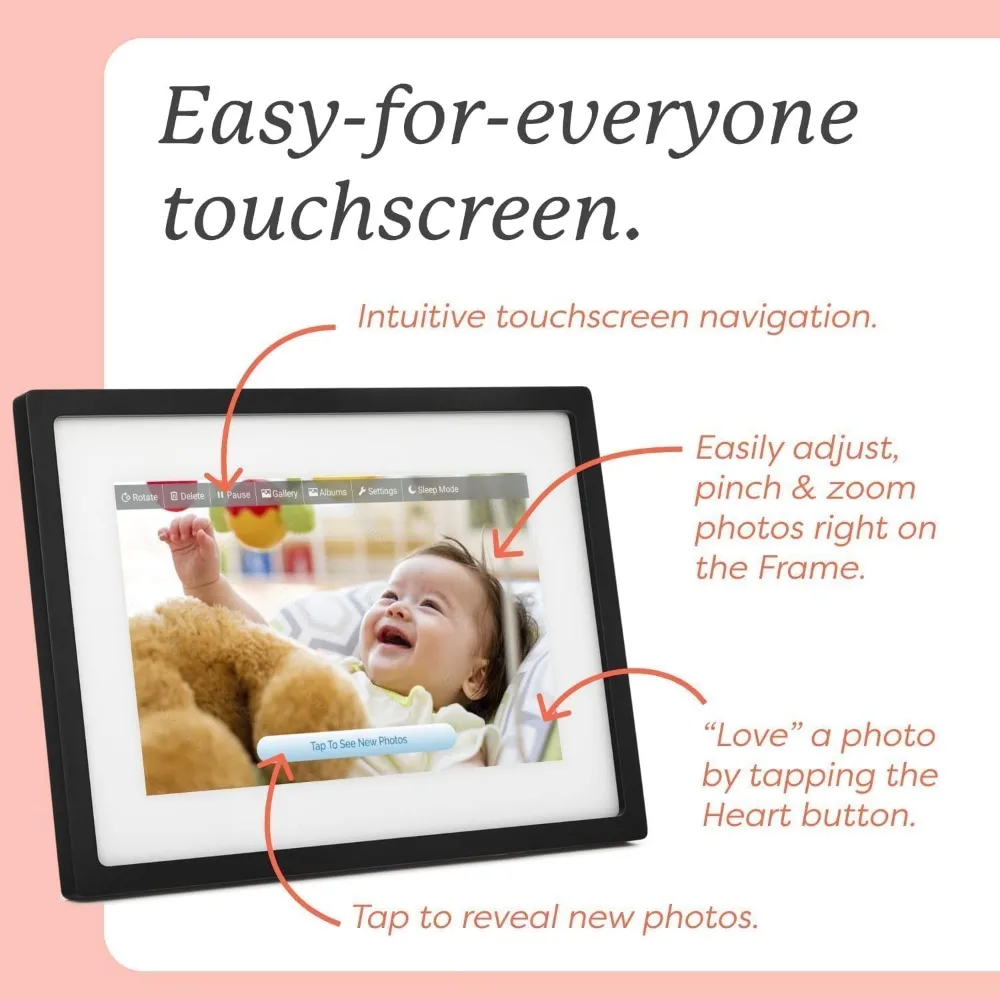 Digital Picture Frame-WiFi Enabled with Load from Phone Capability, Touch Screen Digital Photo Frame Display-Customizable Gift