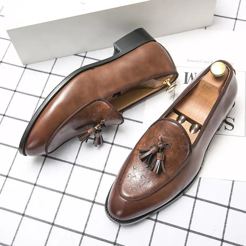 Zapatos formales para hombre, zapatillas de deporte informales Retro británicas, ropa Formal de negocios, trabajo negro