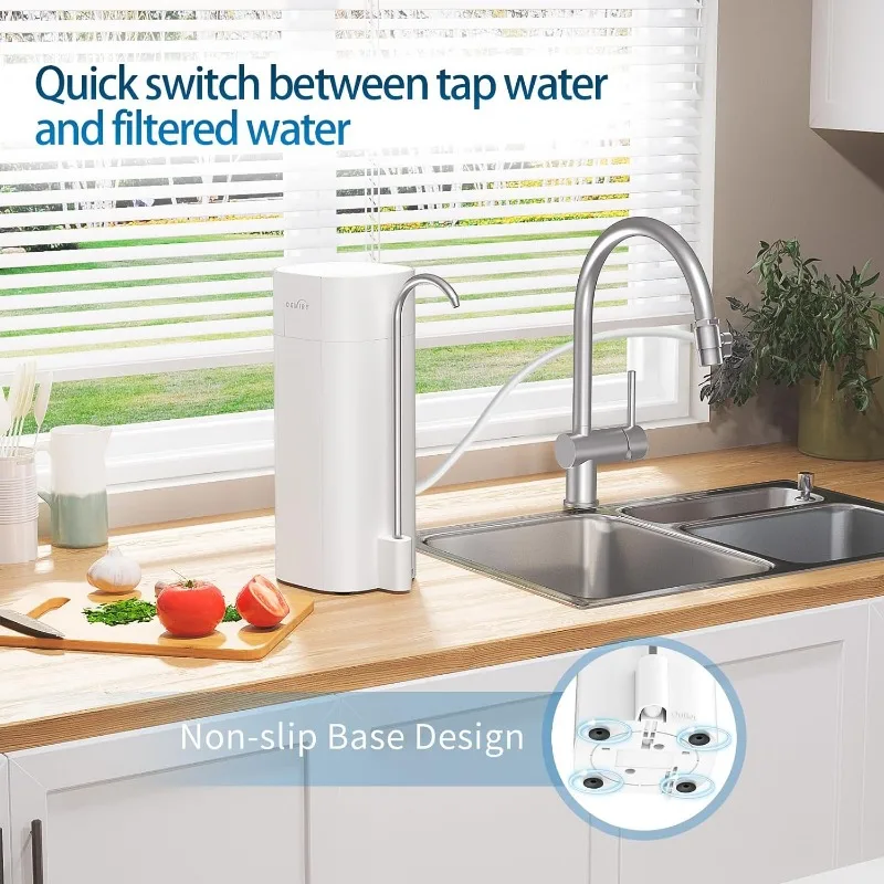 OEMIRY Countertop Water Filtration System, NSF/ANSI 42&372 Certified, 8000 Gallons Alkaline Water Filter, Reduces 99.99% Lead