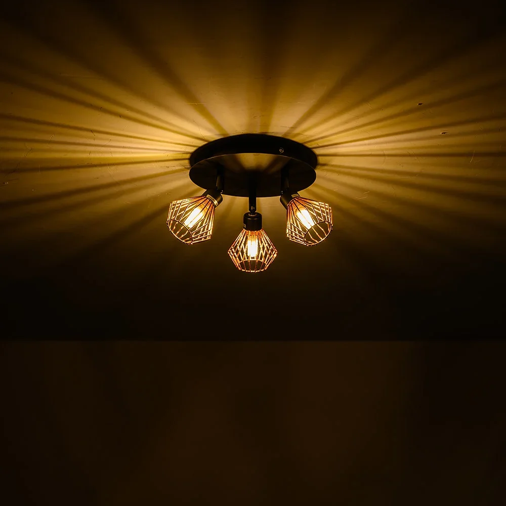 Rotatable Mount Ceiling Light  LED Track Lighting Kit Fixture for Bedroom Hallway Track Ceiling Spotlight 3Light Vintage