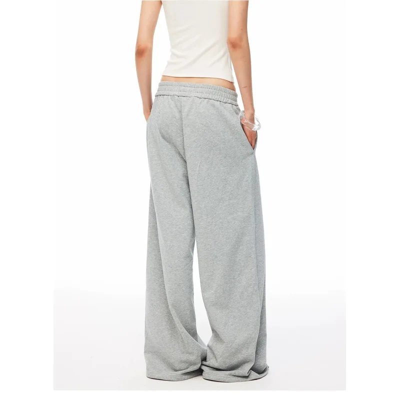 Autumn Winter Vintage Palace Multi Row Buckle Waistband Wide Leg Sweatpants Elastic Waist Loose Drape Trendy Unisex Trousers