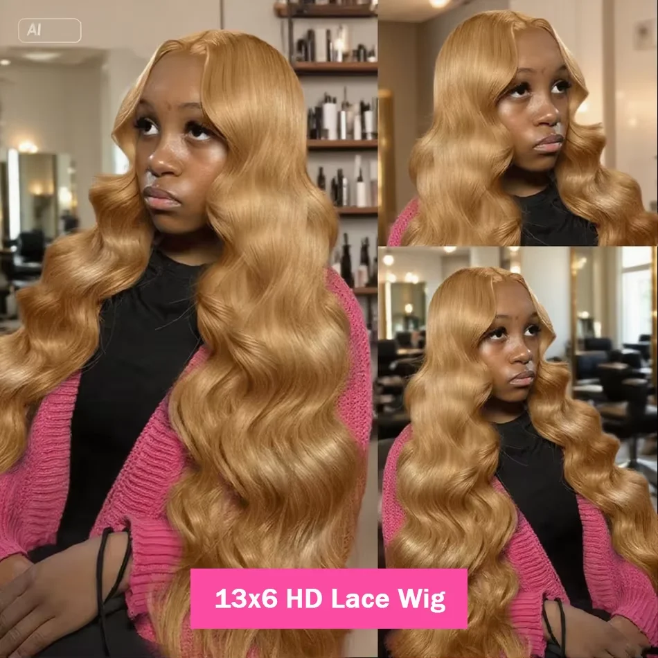 بيرو 38 بوصة العسل شقراء 13x6 HD الدانتيل الجبهة خصلات الشعر المستعار الإنسان الجسم موجة # 27 لونًا بدون صمغ 13x4 باروكة أمامية من الدانتيل للنساء #5