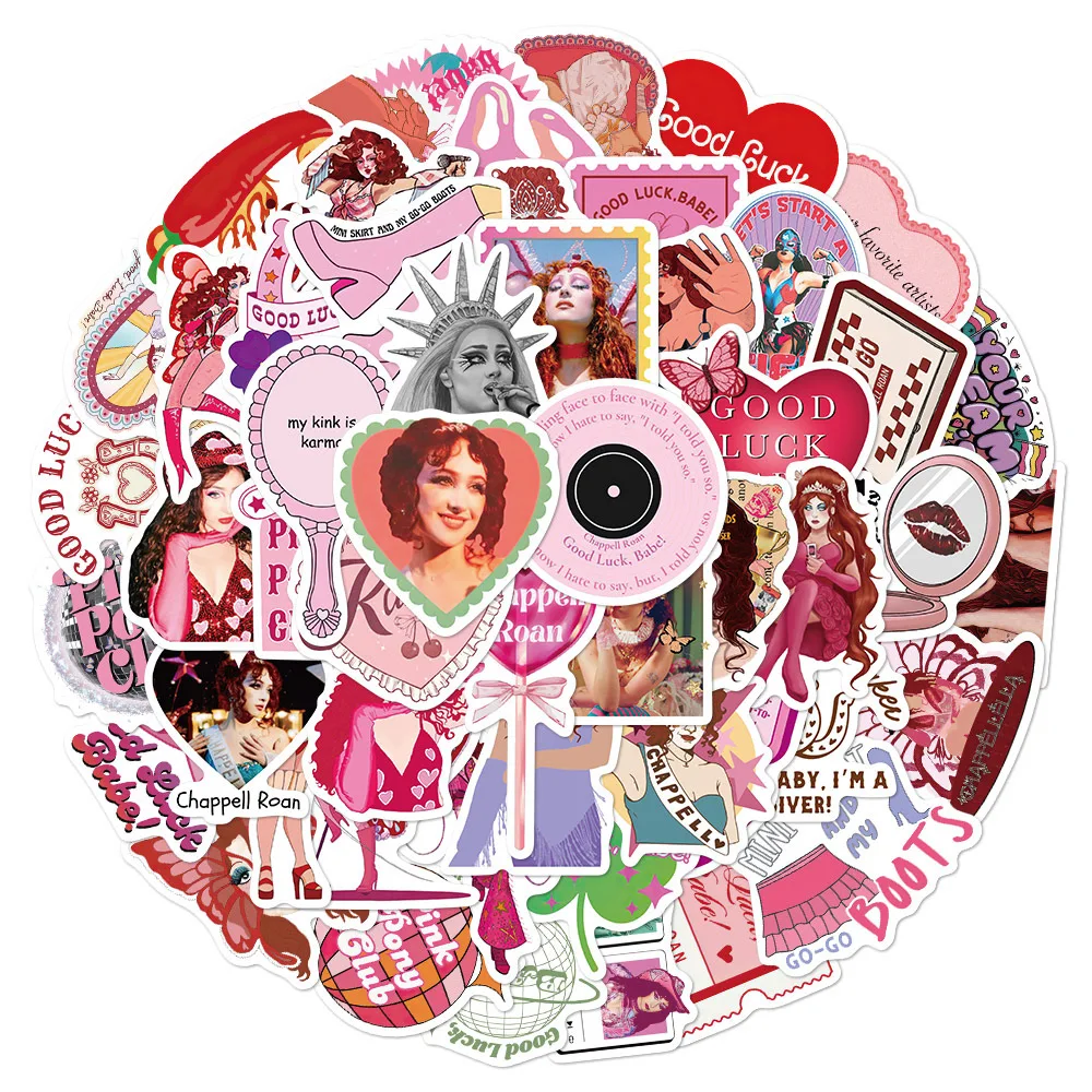 

10/52PCS Hot Chappell Roan Stickers Singer Star Decals Decoration DIY Album Fridge Phone Guitar Notebook Wall Sticker Kids Toys