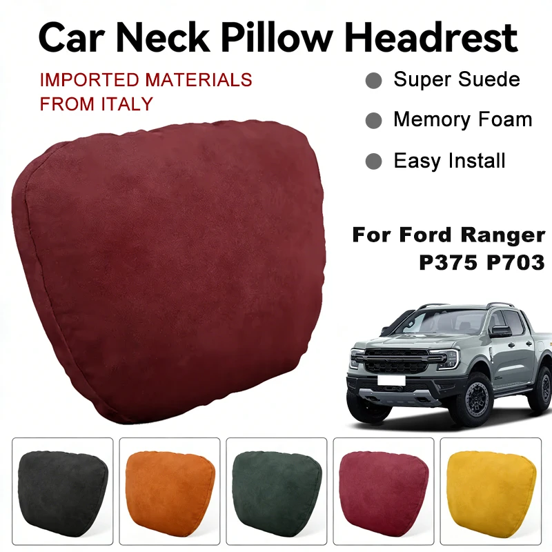

Italy Suede Car Neck Rest Pillow For Ford Ranger P375 P703 Seat Head Neck Support Cushion Auto Interior Accessories