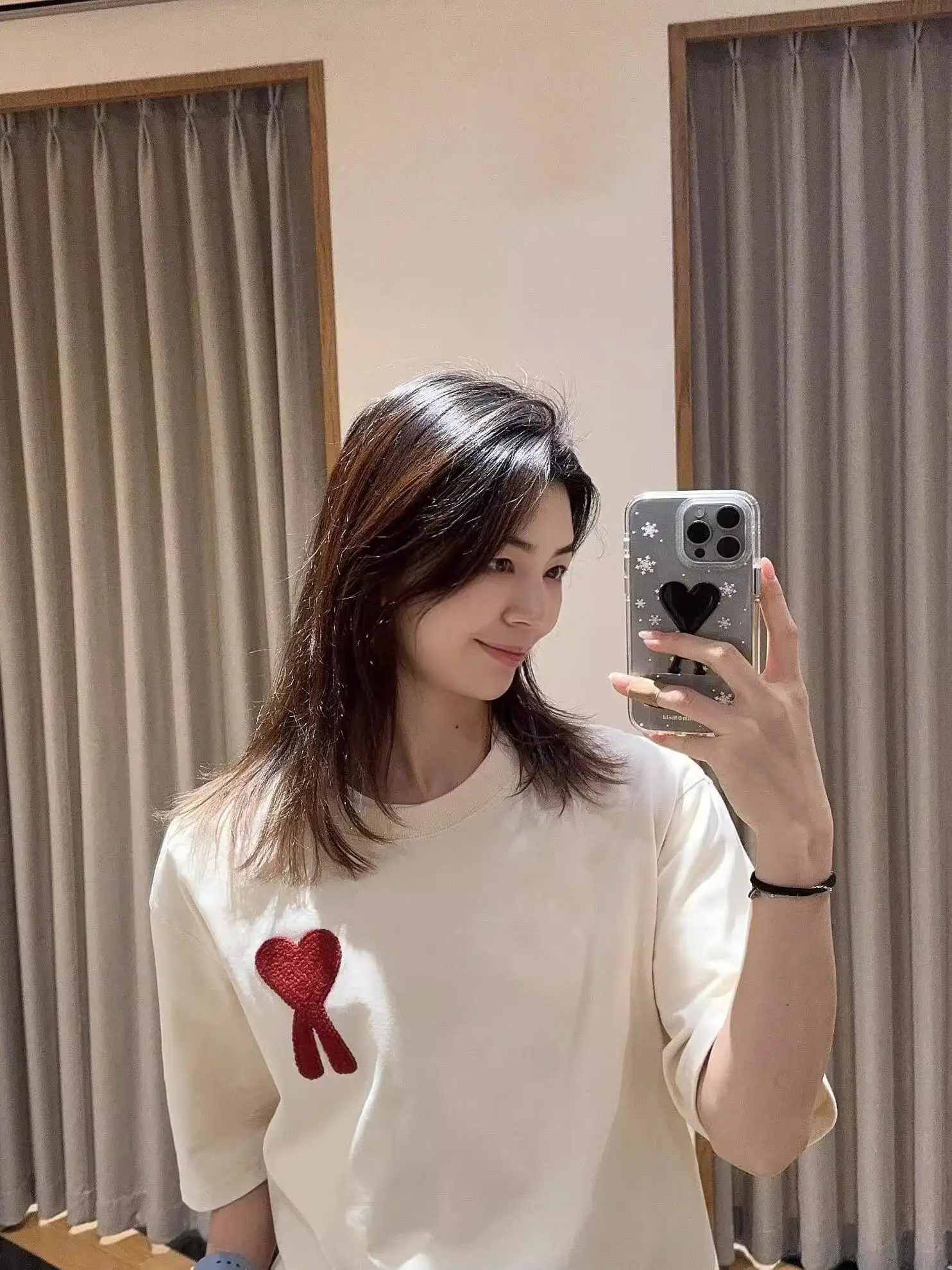 White Cotton T-Shirt Women's Loose Fit Mid-Length Summer Short Sleeve Slimming Top Fashionable Brand Pure Cotton Tee