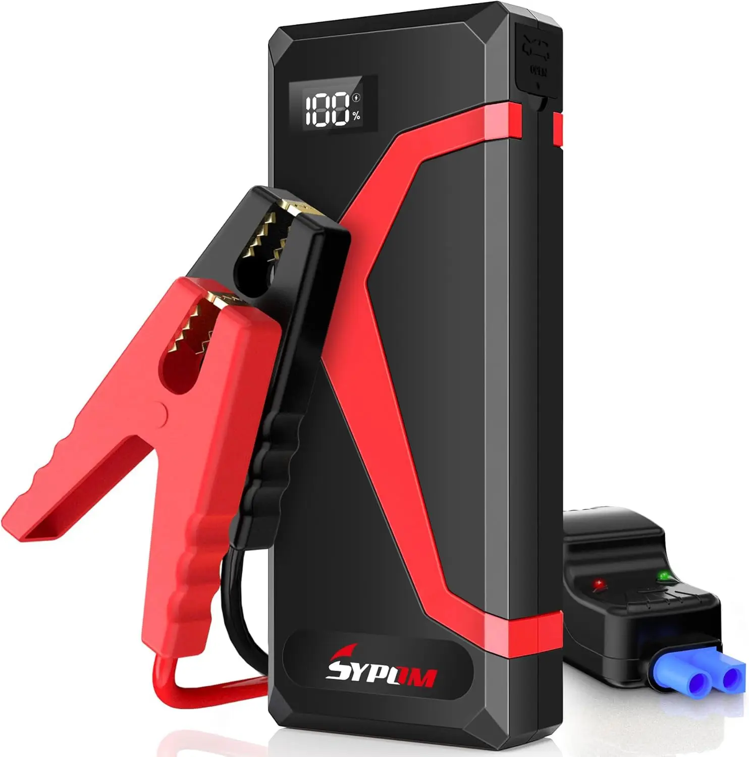 

Портативный автомобильный стартер 4150A, зарядное устройство 12 В для автомобиля, грузовика, мотоцикла, двойной USB, светодиодная подсветка, придорожный аварийный комплект (красный)