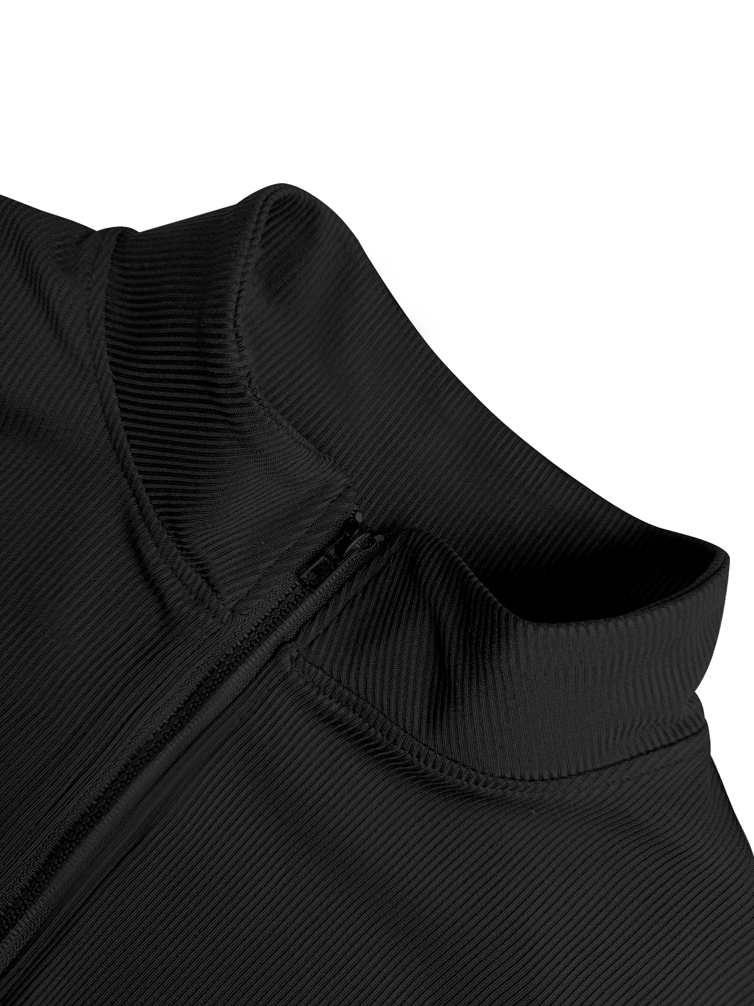 Trend Ribbed Stand Collar Zip Crop Jacket, Slim Long Sleeve Knit Top for Street Snap & Daily Y2K OOTDs image 5