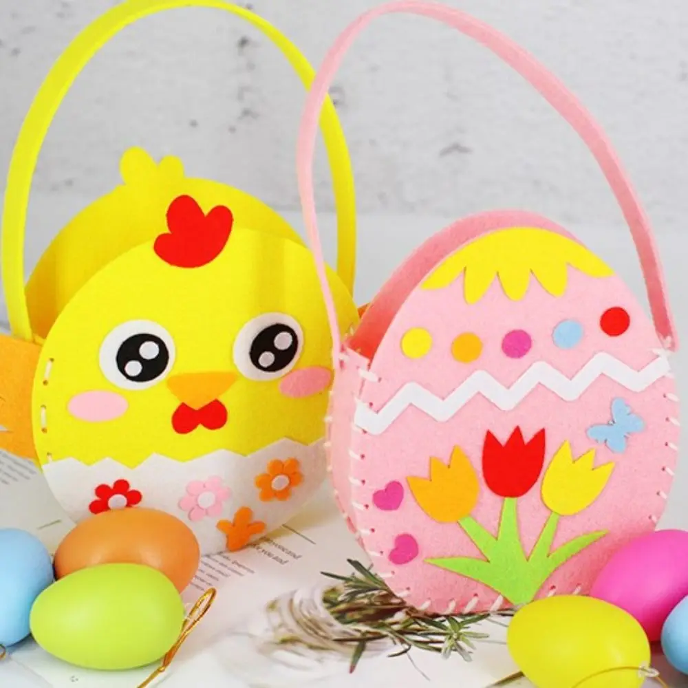 

Non-woven Fabric DIY Easter Flower Basket Easter Egg Easter Bunny Painted Eggshell Handbag Decorated House Decoracion