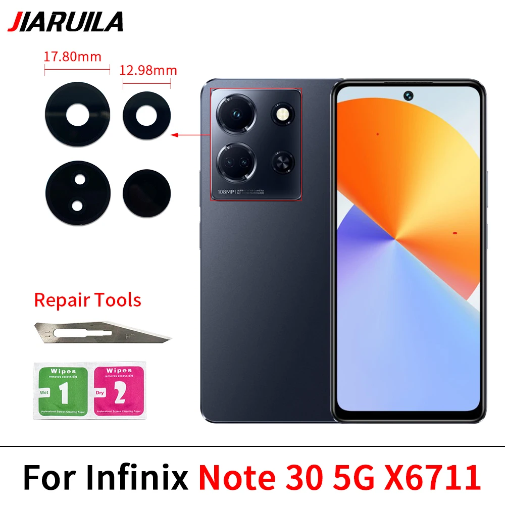 Back Rear Camera Glass Lens Cover With Adhesive For Infinix Note 30 4G 5G 40 Pro 5G X6833B X6832 X6851 X693 X698 X663 X683 X670