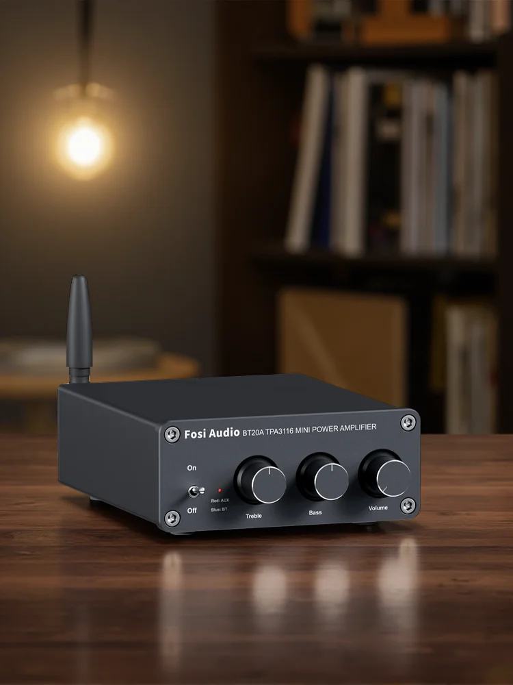 Fosi Audio BT20A Bluetooth TPA3116D2 wzmacniacz mocy dźwięku 100W Mini radio HiFi klasy D wzmacniacz basowy wysokie tony do kina domowego — 2