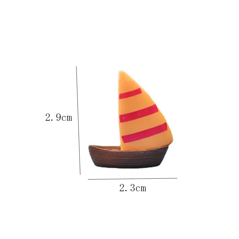 2PCS Artificial Sailboat Boat Miniature Resins Figurines Resin Diy Craft Micro Landscape Moss Terrarium Supplies Ornaments Gifts