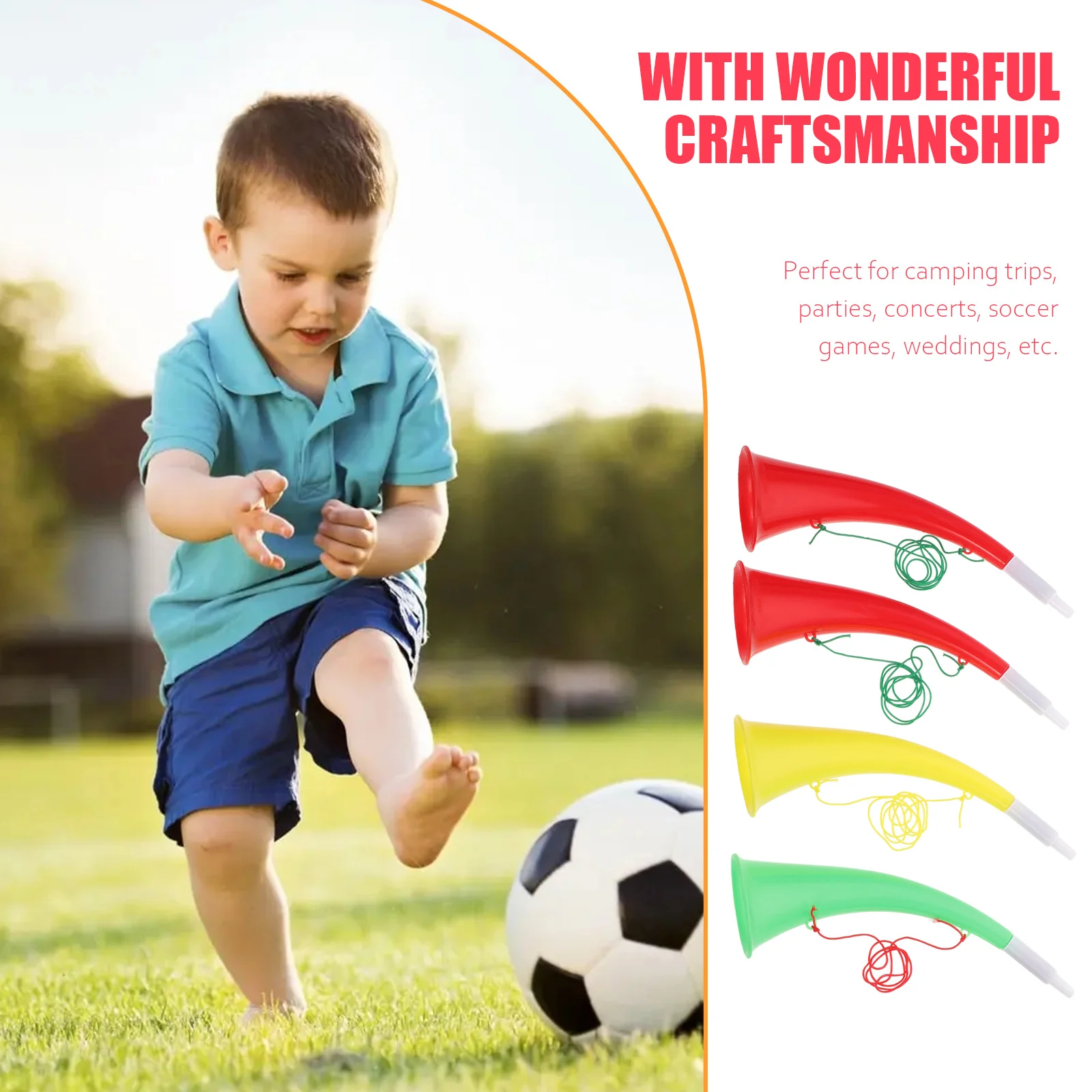 4 Pcs Cheering Horn Kids Sports Toys Children's Trumpet Football Party Favors Saxophone Game Kids' Plaything Plastic Prop Match