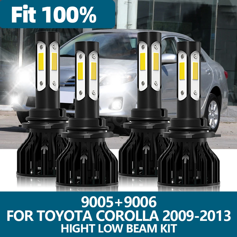 

4Pcs LED Headlight 9005 HB3 9006 HB4 Car Light 6000K High Low Beam Bulbs Kit For Toyota Corolla 2009 2010 2011 2012 2013