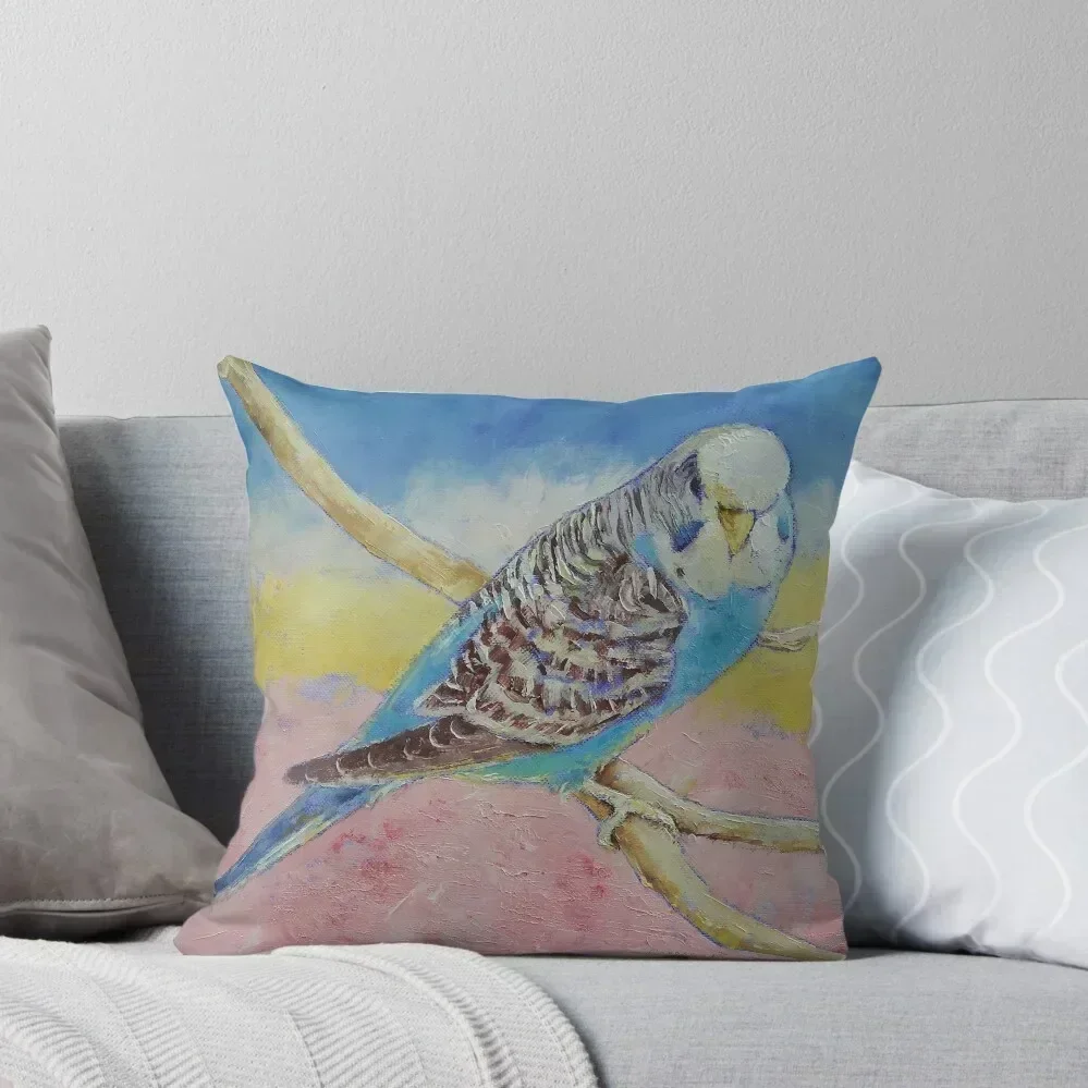 Sky Blue Budgie Throw Pillow Cushion Cover For Sofa Pillowcases Cushion Covers Sofa Ornamental Pillow pillow