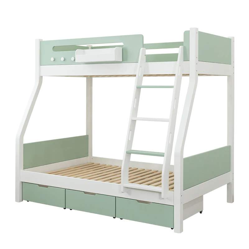 Solid Wood Children\'s Bed Bunk Bed Maple Height-Adjustable Bed Nordic Simple Bunk Bed Adult Upper and Lower Bunk Bunk Bed