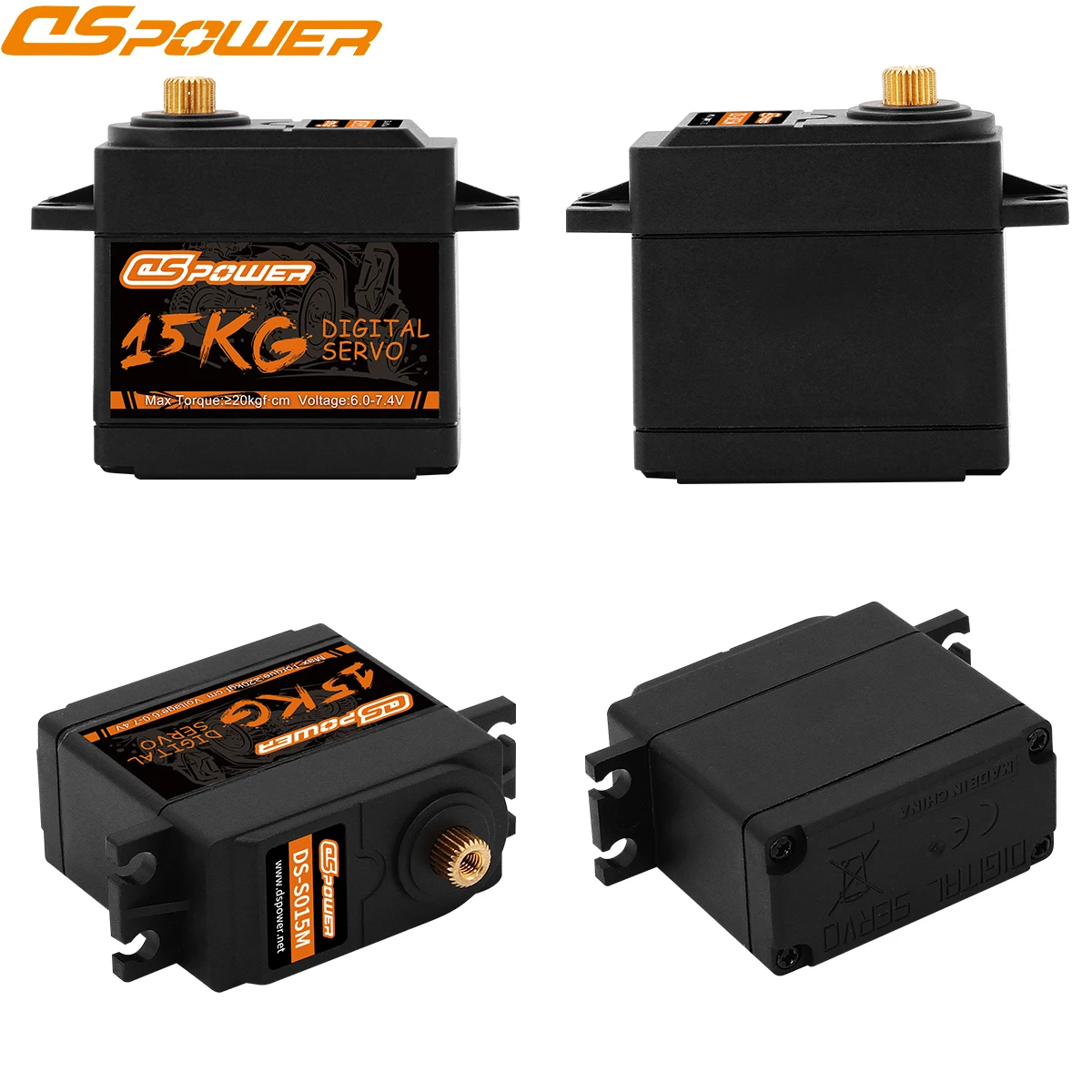 DSpower เซอร์โวมอเตอร์ดิจิตอลมาตรฐาน ขนาด 15 กก. แรงบิดสูง เกียร์โลหะ โปรไฟล์ต่ำ ใช้ไฟ 6.0~7.4V สำหรับรถบังคับวิทยุ 1/8 1/10 แขนหุ่นยนต์ เครื่องบินแบบแกน