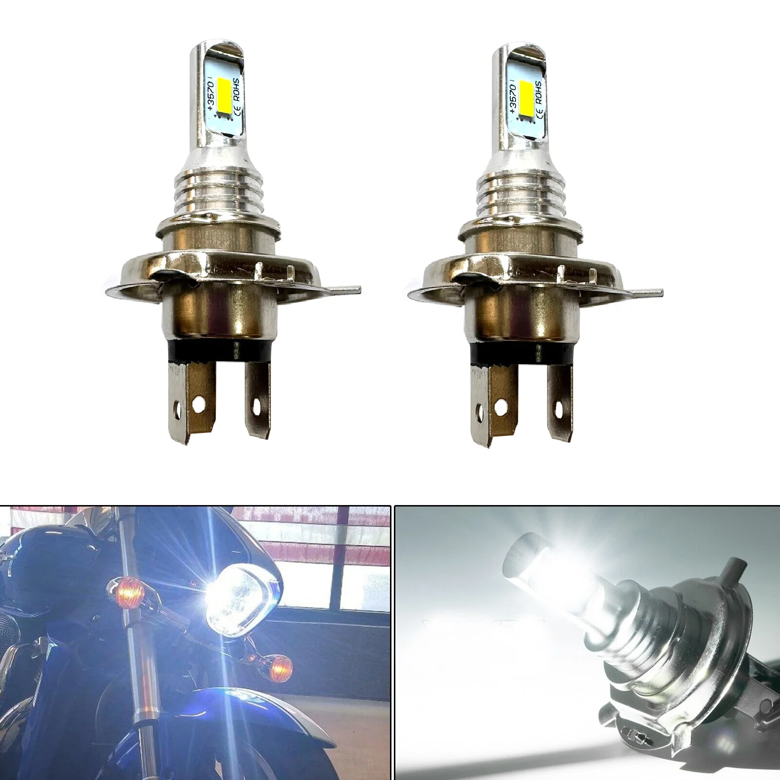 H4 12 فولت Led زينون الأبيض Canbus خطأ مجاني 6000 كيلو 1/2 قطعة سيارة عالية منخفضة شعاع المصابيح الأمامية دراجة نارية الملحقات #1