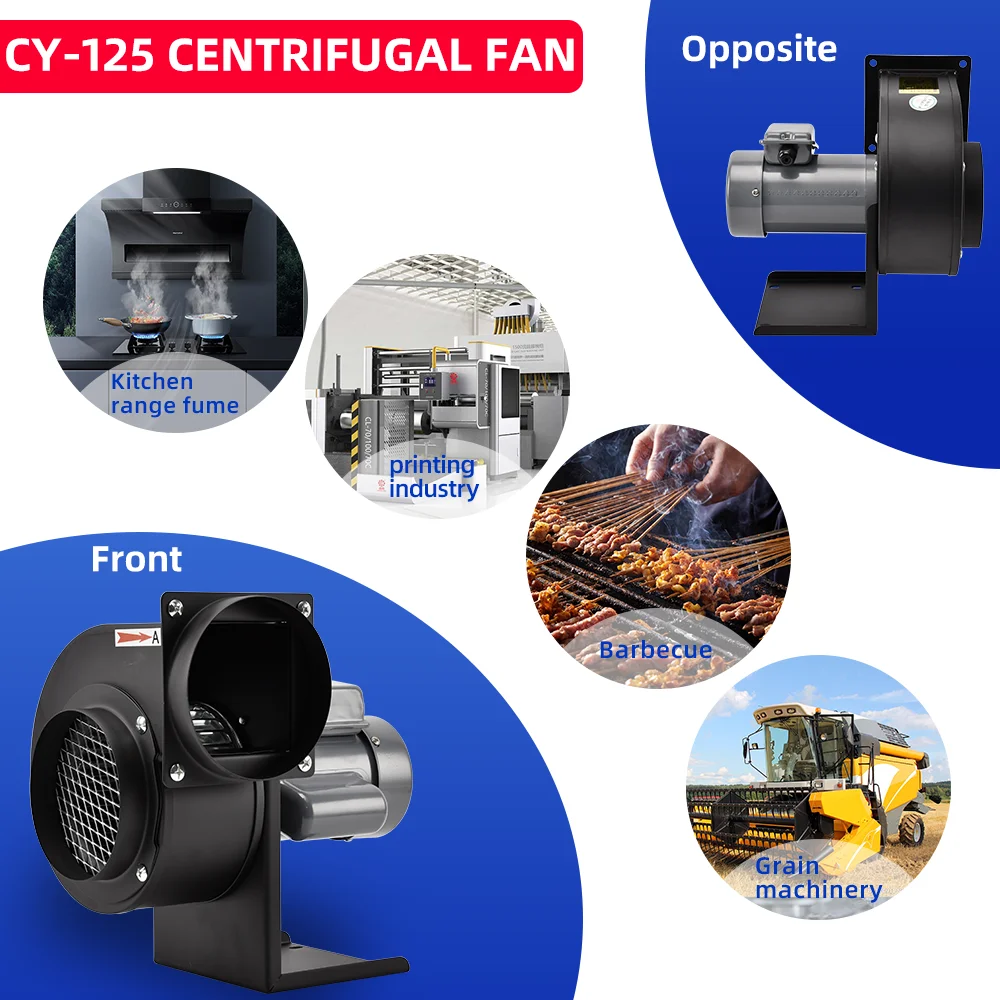 CY-125 YCZX-ventilador centrífugo pequeño de ala múltiple, ventilador de caracol, disipación de calor y resistencia a altas temperaturas