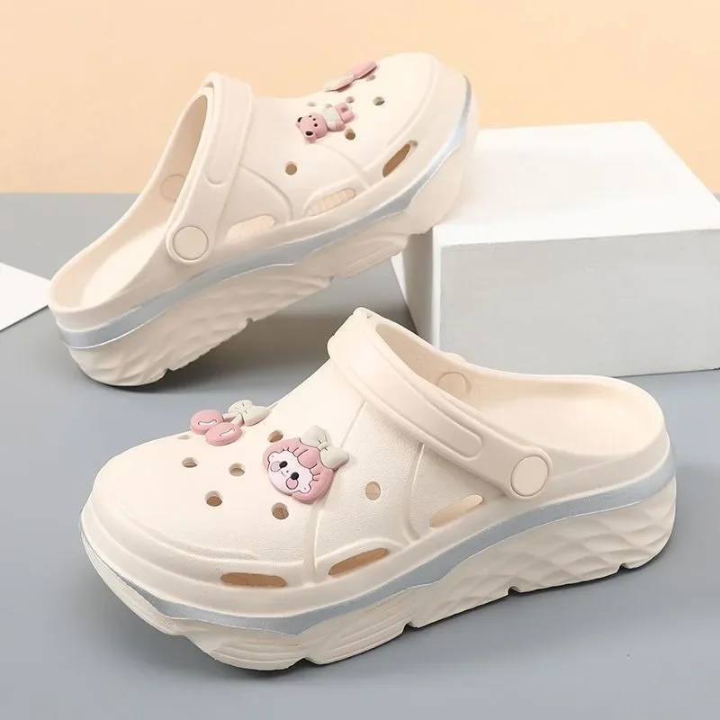 Girls DIY Chunky Platform Sandals for Women Mujer Summer Thick Sole Slides Beach Slippers Woman Non Slip EVA Clogs Garden Shoes