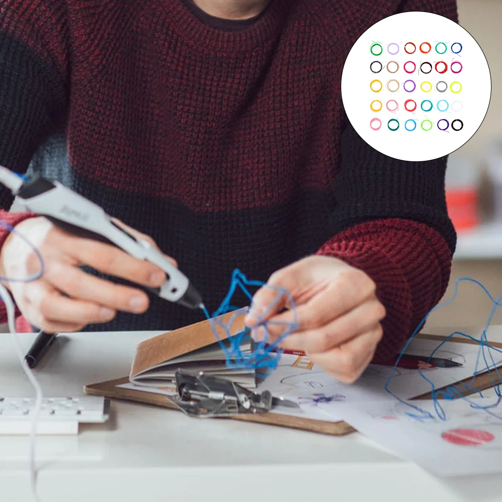 

30pcs Pla Filament Refills High Precision Printing Pen Consumables Glossy Finish Bright Colors Compatible For All 3D Pens