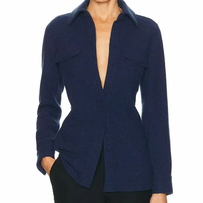 Women's Retro Workwear-Style Fitted Shirt, Long-Sleeve Shirt with a Turn-Down Collar, High-Quality Versatile Top, 2026, New y2k