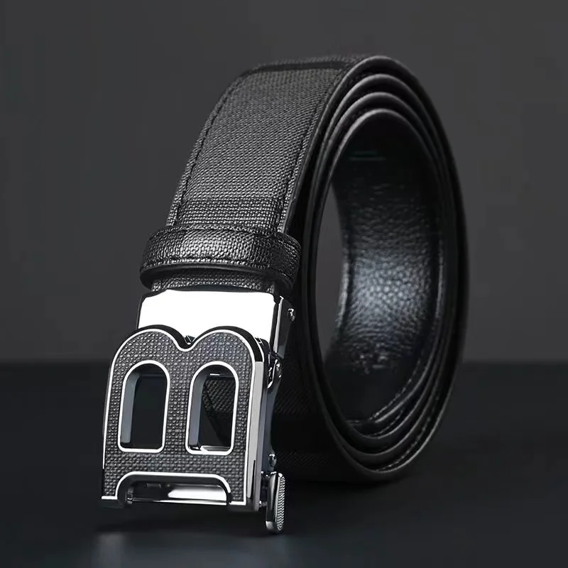 Echter Ledergürtel für Herren, lässiger Stil, modisch, aus Rindsleder, mit automatischer Schnalle aus einer Metalllegierung, luxuriöse Marke, vielseitiger, trendiger Gürtel für Herren. – Detail 7