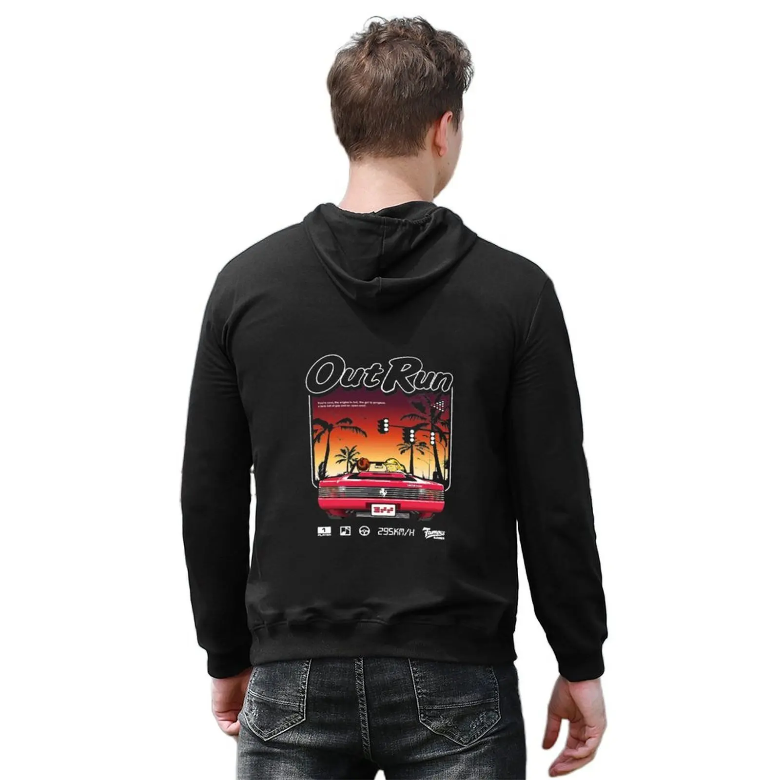 Out Run Retro Vintage Arcade Gaming Shirt Hoodie japanischer Stil Herren Sweat-Shirt Herren Winterpullover Hoodie