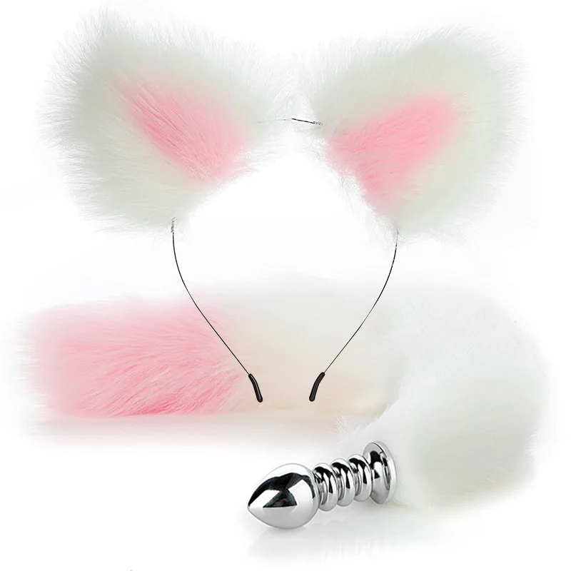 sm fun fox tail anal plug metal back court plug adult products artificial three-ring tail set play manufacturers