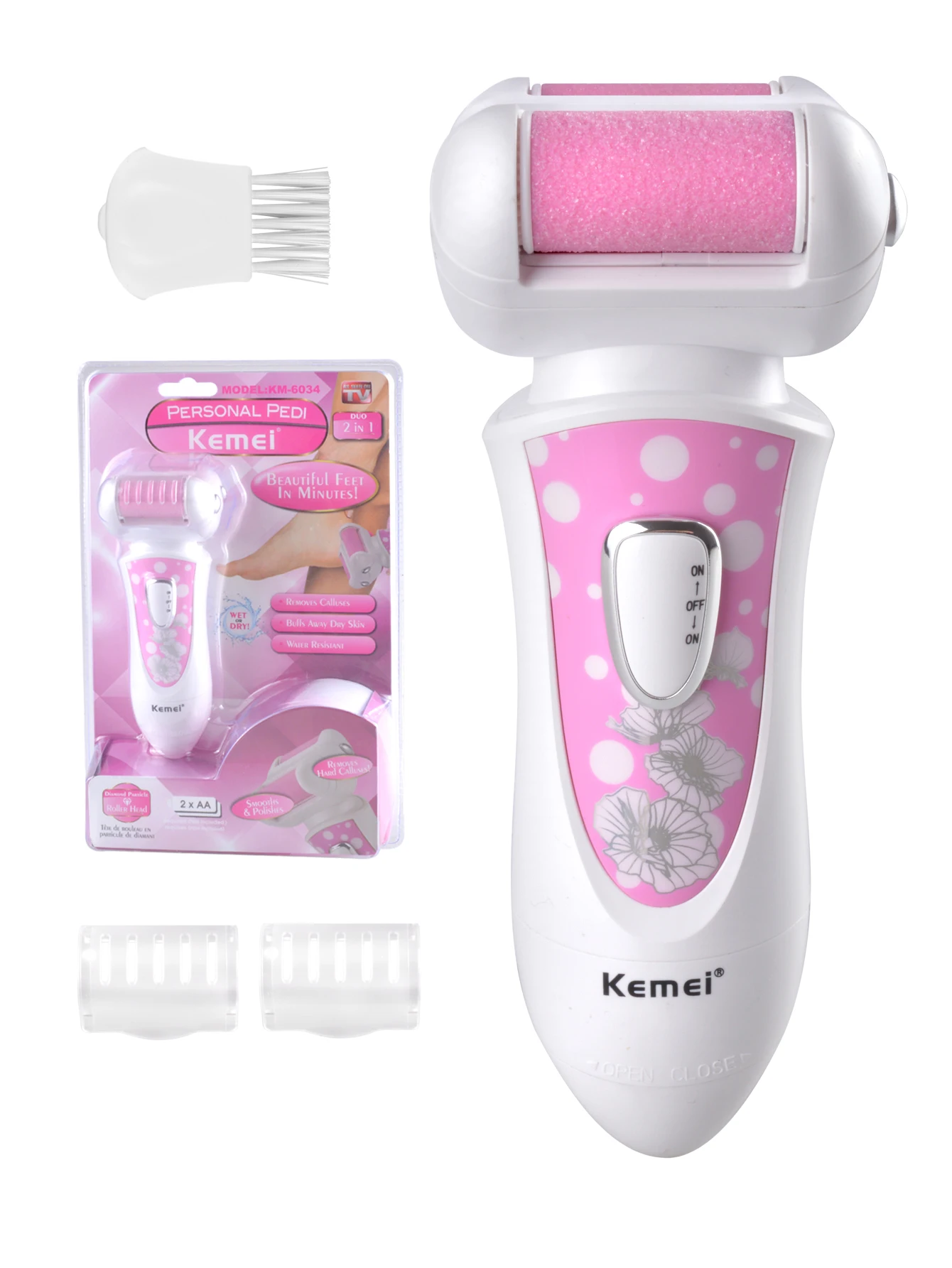 Kemei Double-headed Foot Care Tool Both Wet and Dry Foot Dead Skin Callus Remover Grinding Rasp Pedicure Machine Foot Grinder